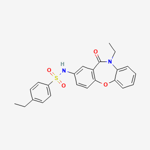 molecular formula C23H22N2O4S B2761896 4-ethyl-N-(10-ethyl-11-oxo-10,11-dihydrodibenzo[b,f][1,4]oxazepin-2-yl)benzenesulfonamide CAS No. 922062-00-8