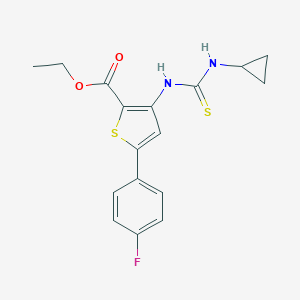 molecular formula C17H17FN2O2S2 B276190 Ethyl 3-{[(cyclopropylamino)carbothioyl]amino}-5-(4-fluorophenyl)-2-thiophenecarboxylate 