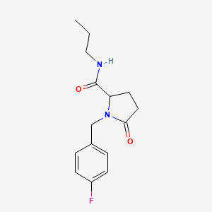 molecular formula C15H19FN2O2 B2761927 1-[(4-Fluorophenyl)methyl]-5-oxo-N-propylpyrrolidine-2-carboxamide CAS No. 2379952-09-5