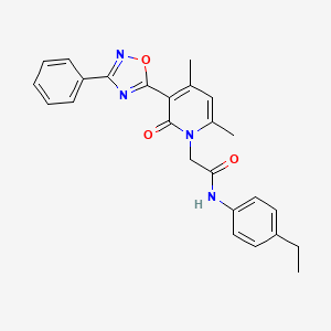 molecular formula C25H24N4O3 B2761929 2-(4,6-dimethyl-2-oxo-3-(3-phenyl-1,2,4-oxadiazol-5-yl)pyridin-1(2H)-yl)-N-(4-ethylphenyl)acetamide CAS No. 1358644-37-7