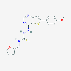molecular formula C19H21N5O2S2 B276194 2-[6-(4-methoxyphenyl)thieno[3,2-d]pyrimidin-4-yl]-N-(tetrahydro-2-furanylmethyl)hydrazinecarbothioamide 
