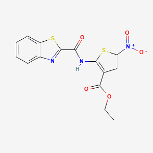 molecular formula C15H11N3O5S2 B2761949 Ethyl 2-(benzo[d]thiazole-2-carboxamido)-5-nitrothiophene-3-carboxylate CAS No. 477537-99-8