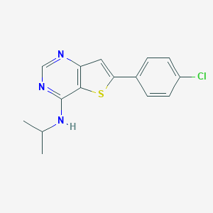 molecular formula C15H14ClN3S B276195 N-[6-(4-chlorophenyl)thieno[3,2-d]pyrimidin-4-yl]-N-isopropylamine 