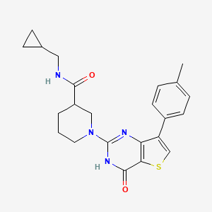 molecular formula C23H26N4O2S B2761953 N-(环丙基甲基)-1-[7-(4-甲基苯基)-4-氧代-3,4-二氢噻吩[3,2-d]嘧啶-2-基]哌啶-3-羧酰胺 CAS No. 1242867-13-5