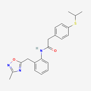2-(4-(isopropylthio)phenyl)-N-(2-((3-methyl-1,2,4-oxadiazol-5-yl)methyl)phenyl)acetamide