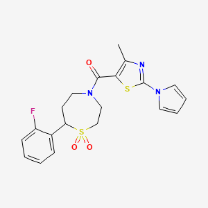(7-(2-fluorophenyl)-1,1-dioxido-1,4-thiazepan-4-yl)(4-methyl-2-(1H-pyrrol-1-yl)thiazol-5-yl)methanone