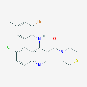 (4-((2-Bromo-4-methylphenyl)amino)-6-chloroquinolin-3-yl)(thiomorpholino)methanone