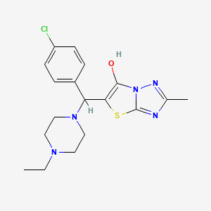 molecular formula C18H22ClN5OS B2761969 5-((4-Chlorophenyl)(4-ethylpiperazin-1-yl)methyl)-2-methylthiazolo[3,2-b][1,2,4]triazol-6-ol CAS No. 851809-48-8