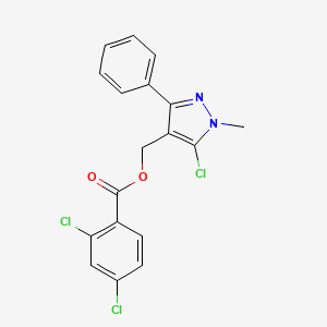 molecular formula C18H13Cl3N2O2 B2761972 (5-氯-1-甲基-3-苯基-1H-吡唑-4-基)甲基2,4-二氯苯甲酸酯 CAS No. 318234-21-8