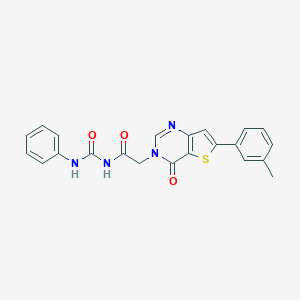 molecular formula C22H18N4O3S B276198 N-[(6-(3-methylphenyl)-4-oxothieno[3,2-d]pyrimidin-3(4H)-yl)acetyl]-N'-phenylurea 