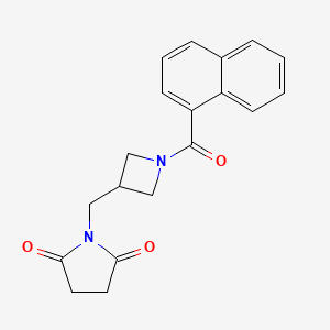 molecular formula C19H18N2O3 B2761984 1-{[1-(萘-1-甲酰)吖啶-3-基]甲基}吡咯烷-2,5-二酮 CAS No. 2097916-82-8