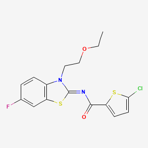 molecular formula C16H14ClFN2O2S2 B2762000 (Z)-5-氯-N-(3-(2-乙氧基乙基)-6-氟苯并[d]噻唑-2(3H)-基亚)噻吩-2-甲酰胺 CAS No. 1005712-97-9