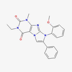 molecular formula C23H21N5O3 B2762009 3-ethyl-8-(2-methoxyphenyl)-1-methyl-7-phenyl-1H-imidazo[2,1-f]purine-2,4(3H,8H)-dione CAS No. 886896-93-1