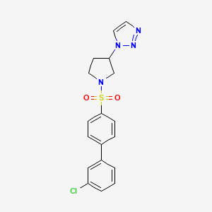 molecular formula C18H17ClN4O2S B2762013 1-(1-((3'-氯-[1,1'-联苯]-4-基磺酰)吡咯啉-3-基)-1H-1,2,3-三唑 CAS No. 1795212-21-3