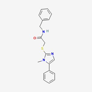 molecular formula C19H19N3OS B2762017 N-benzyl-2-((1-methyl-5-phenyl-1H-imidazol-2-yl)thio)acetamide CAS No. 932459-88-6