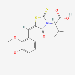 molecular formula C17H19NO5S2 B2762019 2-[(5E)-5-[(2,3-dimethoxyphenyl)methylidene]-4-oxo-2-sulfanylidene-1,3-thiazolidin-3-yl]-3-methylbutanoic acid CAS No. 671771-64-5