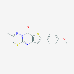 molecular formula C16H13N3O2S2 B276202 8-(4-methoxyphenyl)-3-methyl-2H,6H-thieno[3',2':4,5]pyrimido[2,1-b][1,3,4]thiadiazin-6-one 
