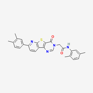 N-(2,5-dimethylphenyl)-2-[11-(3,4-dimethylphenyl)-6-oxo-8-thia-3,5,10-triazatricyclo[7.4.0.0^{2,7}]trideca-1(13),2(7),3,9,11-pentaen-5-yl]acetamide