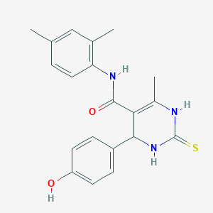 molecular formula C20H21N3O2S B2762021 N-(2,4-dimethylphenyl)-4-(4-hydroxyphenyl)-6-methyl-2-thioxo-1,2,3,4-tetrahydropyrimidine-5-carboxamide CAS No. 431069-03-3