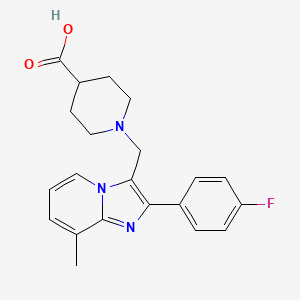 molecular formula C21H22FN3O2 B2762023 1-((2-(4-Fluorophenyl)-8-methylimidazo[1,2-a]pyridin-3-yl)methyl)piperidine-4-carboxylic acid CAS No. 727977-66-4