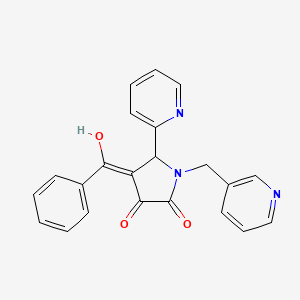 molecular formula C22H17N3O3 B2762032 4-benzoyl-3-hydroxy-5-(pyridin-2-yl)-1-(pyridin-3-ylmethyl)-1H-pyrrol-2(5H)-one CAS No. 618878-58-3