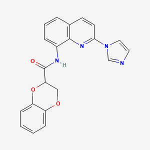 molecular formula C21H16N4O3 B2762033 N-(2-(1H-imidazol-1-yl)quinolin-8-yl)-2,3-dihydrobenzo[b][1,4]dioxine-2-carboxamide CAS No. 1226457-73-3