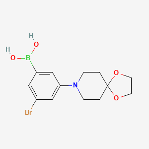 molecular formula C13H17BBrNO4 B2762049 3-溴-5-(1,4-二氧杂-8-氮杂螺[4.5]癸烷-8-基)苯基硼酸 CAS No. 2377608-48-3