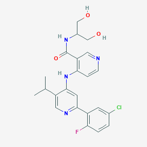 molecular formula C23H24ClFN4O3 B2762056 Synthesis of 4-[[2-(5-chloro-2-fluoro-phenyl)-5-isopropyl-4-pyridyl]amino]-N-[2-hydroxy-1-(hydroxymethyl)ethyl]pyridine-3-carboxamide CAS No. 1801333-55-0