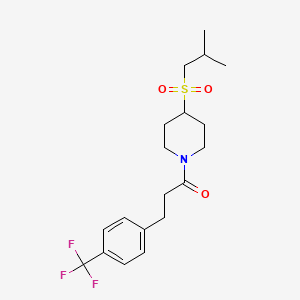 molecular formula C19H26F3NO3S B2762057 1-(4-(异丁基磺酰)哌啶-1-基)-3-(4-(三氟甲基)苯基)丙酮 CAS No. 1797836-75-9