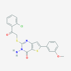 molecular formula C21H16ClN3O3S2 B276206 3-amino-2-{[2-(2-chlorophenyl)-2-oxoethyl]sulfanyl}-6-(3-methoxyphenyl)thieno[3,2-d]pyrimidin-4(3H)-one 