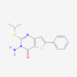 molecular formula C15H15N3OS2 B276208 3-amino-2-(isopropylsulfanyl)-6-phenylthieno[3,2-d]pyrimidin-4(3H)-one 