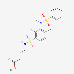 molecular formula C19H24N2O6S2 B2762082 4-(2,4-dimethyl-3-(N-methylphenylsulfonamido)phenylsulfonamido)butanoic acid CAS No. 881935-24-6