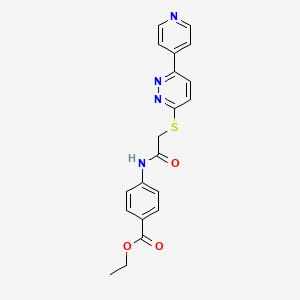 molecular formula C20H18N4O3S B2762086 Ethyl 4-[[2-(6-pyridin-4-ylpyridazin-3-yl)sulfanylacetyl]amino]benzoate CAS No. 893999-17-2