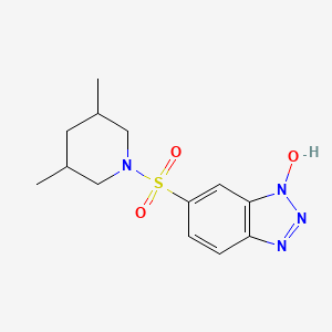 molecular formula C13H18N4O3S B2762088 6-[(3,5-二甲基哌啪啶-1-基)磺酰]-1H-1,2,3-苯并三唑-1-醇 CAS No. 775314-78-8