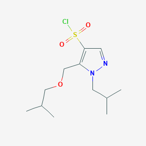 molecular formula C12H21ClN2O3S B2762092 5-(isobutoxymethyl)-1-isobutyl-1H-pyrazole-4-sulfonyl chloride CAS No. 1856091-43-4
