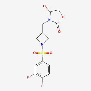 molecular formula C13H12F2N2O5S B2762095 3-((1-((3,4-二氟苯基)磺酰)吖唑啉-3-基甲基)噁唑烷-2,4-二酮 CAS No. 2034234-05-2