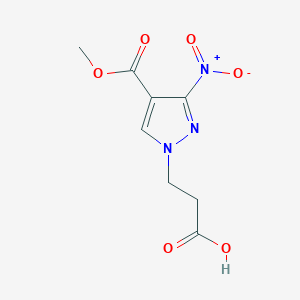 molecular formula C8H9N3O6 B2762097 3-[4-(methoxycarbonyl)-3-nitro-1H-pyrazol-1-yl]propanoic acid CAS No. 1856047-09-0
