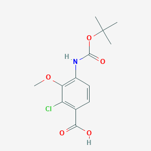 molecular formula C13H16ClNO5 B2762098 2-Chloro-3-methoxy-4-[(2-methylpropan-2-yl)oxycarbonylamino]benzoic acid CAS No. 2248342-10-9