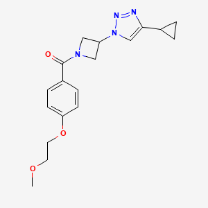 molecular formula C18H22N4O3 B2762099 (3-(4-cyclopropyl-1H-1,2,3-triazol-1-yl)azetidin-1-yl)(4-(2-methoxyethoxy)phenyl)methanone CAS No. 2198236-18-7