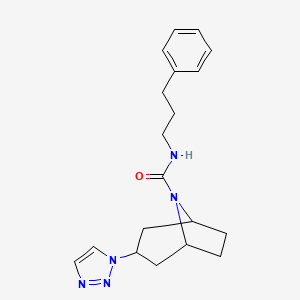 N-(3-Phenylpropyl)-3-(triazol-1-yl)-8-azabicyclo[3.2.1]octane-8-carboxamide