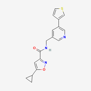 molecular formula C17H15N3O2S B2762105 5-cyclopropyl-N-((5-(thiophen-3-yl)pyridin-3-yl)methyl)isoxazole-3-carboxamide CAS No. 1705495-86-8