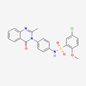 molecular formula C22H18ClN3O4S B2762109 5-chloro-2-methoxy-N-(4-(2-methyl-4-oxoquinazolin-3(4H)-yl)phenyl)benzenesulfonamide CAS No. 898421-45-9