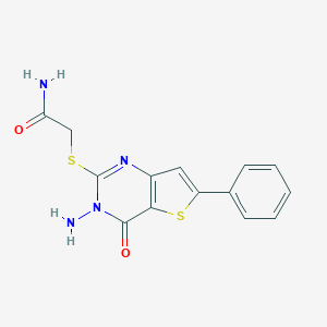 molecular formula C14H12N4O2S2 B276211 2-[(3-Amino-4-oxo-6-phenyl-3,4-dihydrothieno[3,2-d]pyrimidin-2-yl)sulfanyl]acetamide 