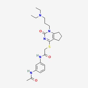 molecular formula C24H33N5O3S B2762117 N-(3-acetamidophenyl)-2-((1-(3-(diethylamino)propyl)-2-oxo-2,5,6,7-tetrahydro-1H-cyclopenta[d]pyrimidin-4-yl)thio)acetamide CAS No. 898460-35-0