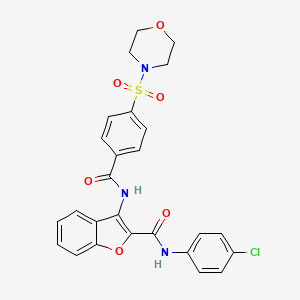 molecular formula C26H22ClN3O6S B2762120 N-(4-chlorophenyl)-3-(4-(morpholinosulfonyl)benzamido)benzofuran-2-carboxamide CAS No. 887896-07-3
