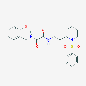 molecular formula C23H29N3O5S B2762124 N1-(2-methoxybenzyl)-N2-(2-(1-(phenylsulfonyl)piperidin-2-yl)ethyl)oxalamide CAS No. 898444-78-5