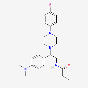 molecular formula C23H31FN4O B2762126 N-(2-(4-(二甲基氨基)苯基)-2-(4-(4-氟苯基)哌嗪-1-基)乙基)丙酰胺 CAS No. 941949-30-0
