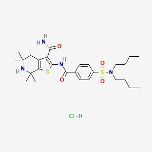 2-(4-(N,N-dibutylsulfamoyl)benzamido)-5,5,7,7-tetramethyl-4,5,6,7-tetrahydrothieno[2,3-c]pyridine-3-carboxamide hydrochloride