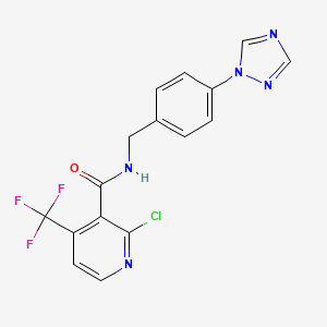 molecular formula C16H11ClF3N5O B2762133 2-chloro-N-{[4-(1H-1,2,4-triazol-1-yl)phenyl]methyl}-4-(trifluoromethyl)pyridine-3-carboxamide CAS No. 1797123-84-2