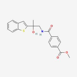 molecular formula C20H19NO4S B2762135 Methyl 4-((2-(benzo[b]thiophen-2-yl)-2-hydroxypropyl)carbamoyl)benzoate CAS No. 2034516-51-1
